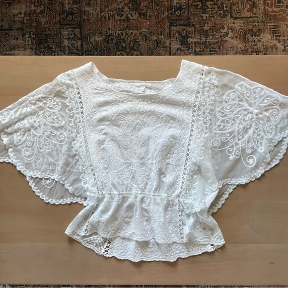 Maurices White Embroidered Mesh Top - Picture 2 of 9